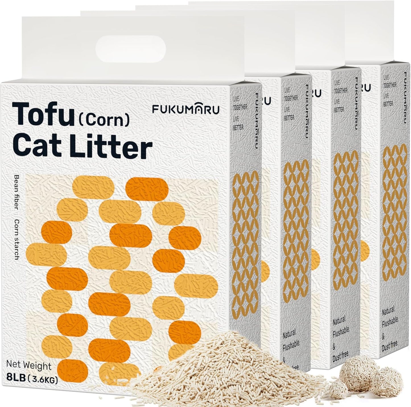 FUKUMARU Tofu Cat Litter - Natural Lightweight Unscented Cat Litter Pellets, Dust Free Quick Clumping, Effective Odor Control, Flushable, Low Tracking, 18 LBS (3 Packs) - Image 13