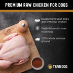 Team Dog USA sourced raw chicken dog food packaging