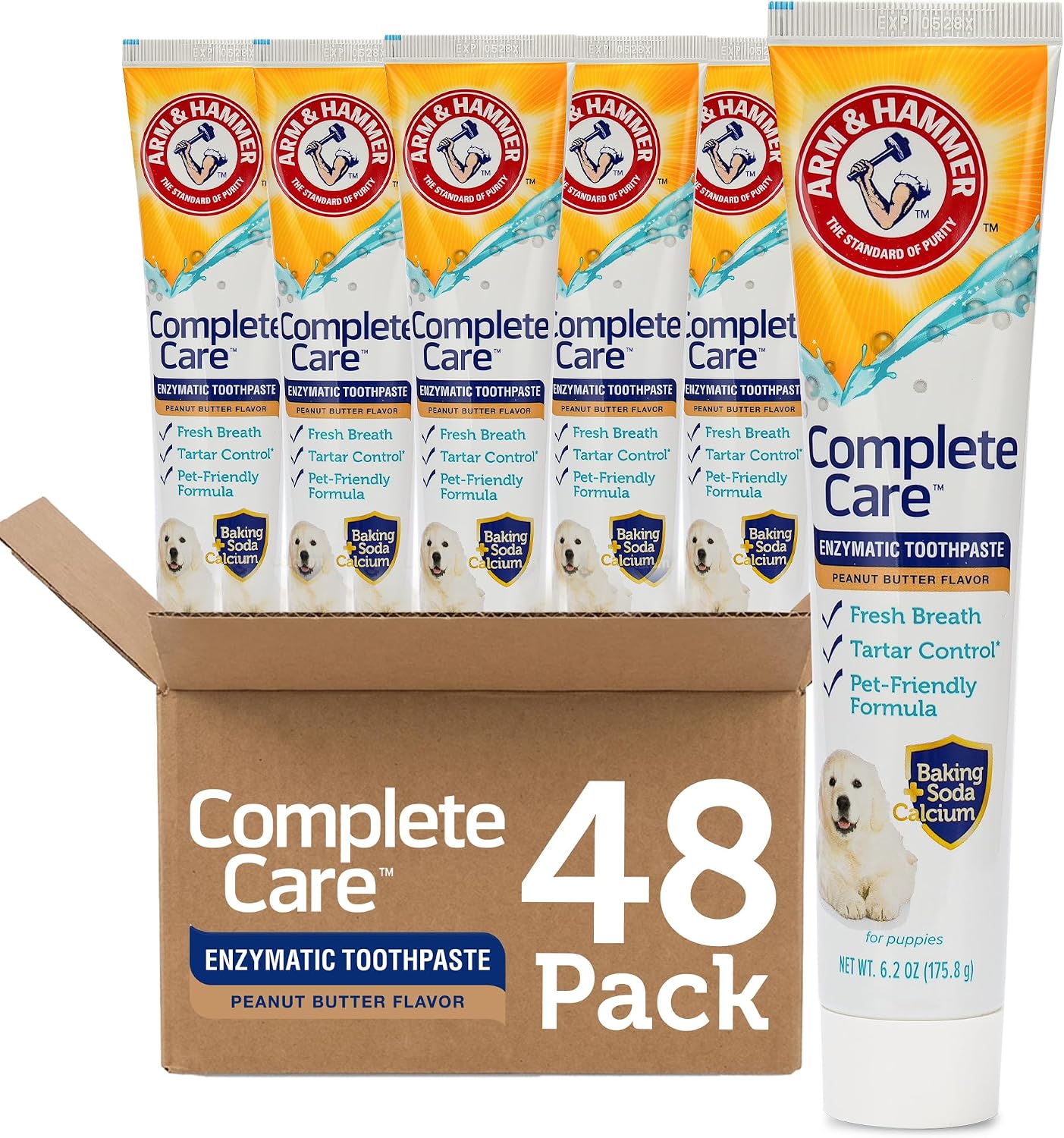 Arm & Hammer Complete Care Enzymatic Dog Toothpaste, Peanut Butter Flavor, Baking Soda and Calcium, Enzymatic Tartar Control Formula, Non-Toxic, Fluoride Free, 6.2 Oz - Image 11