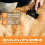 Refuresh long hair pet grooming tool showing stainless steel L shaped teeth