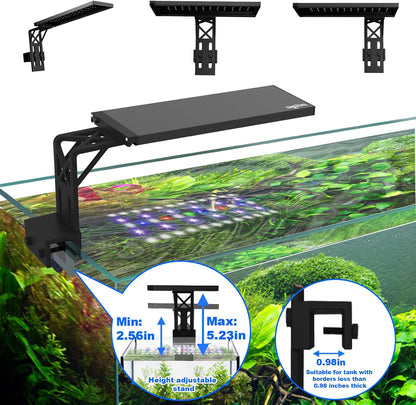 Side view of Seaoura LED light on rimless aquarium