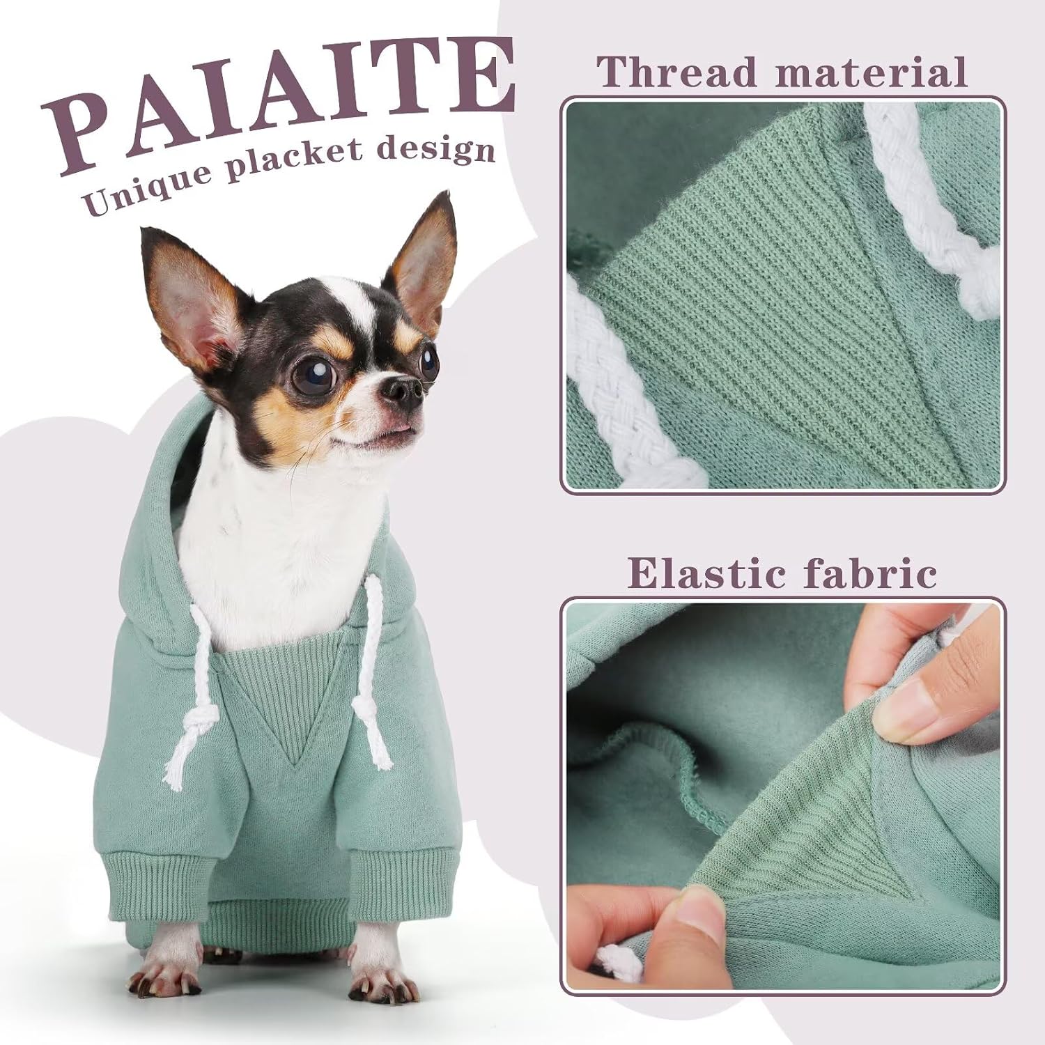 Paiaite small pet winter sweatshirt triangular elastic neckline details