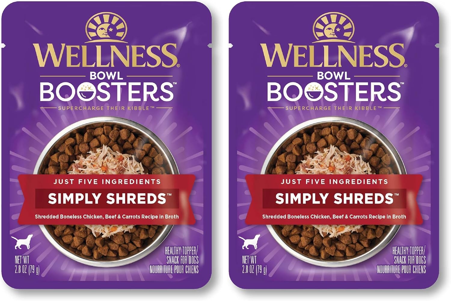 Wellness Bowl Boosters Simply Shreds Variety Pack Wet Dog Food Topper for Small, Medium, and Large Breeds, Grain Free, Natural, Chicken Recipes, 2.8 oz, Pack of 12 Pouches - Image 15