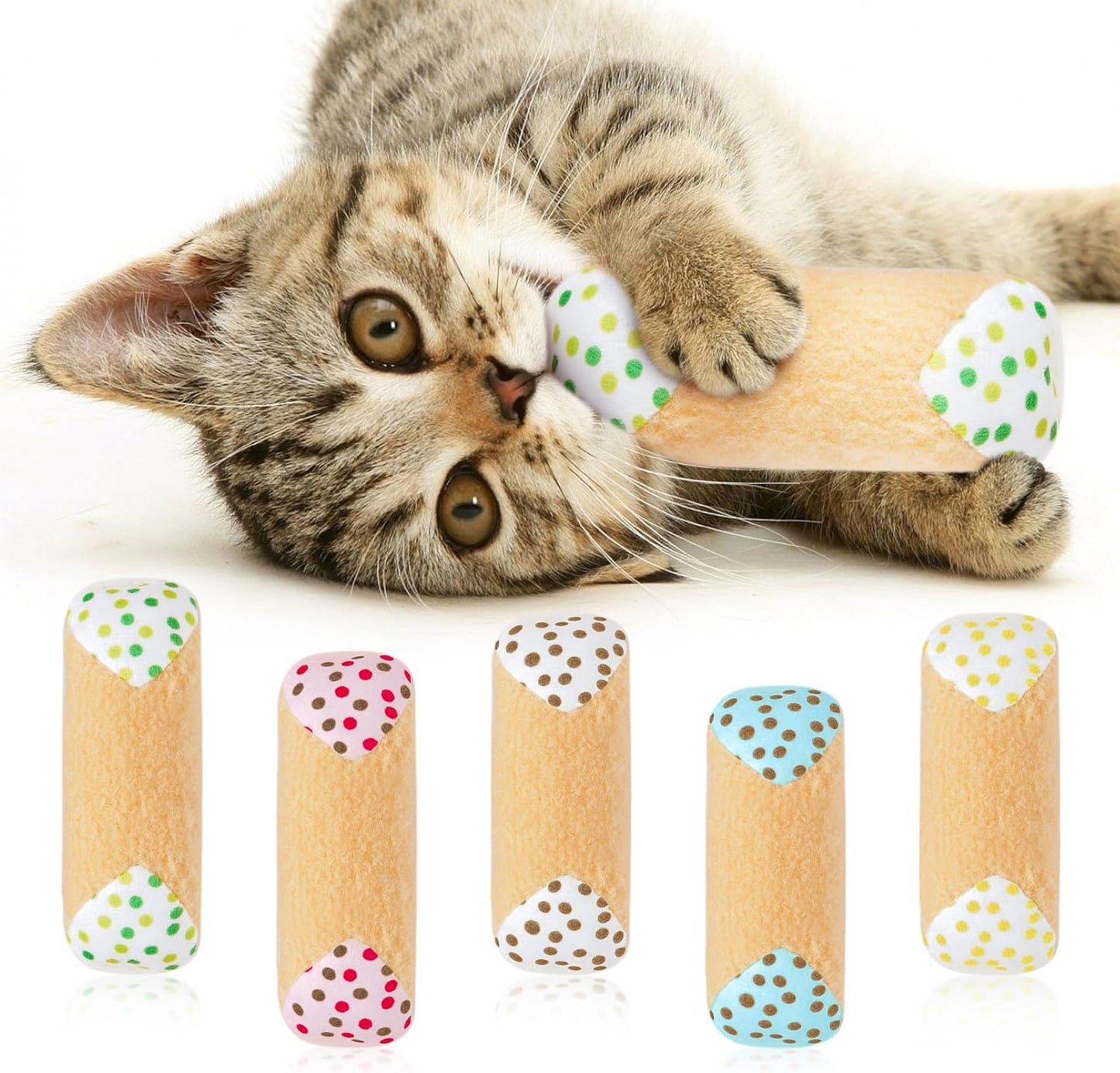 MALLMALL6 6Pcs Frosted Animal Cookie Catnip Crinkle Paper Sound Toys Gift for Cat, Catmint Teething Chew Kick Interactive Toy for Indoor Cats, Soft Candy Pet Presents Supplies for Kitten Lover - Image 14