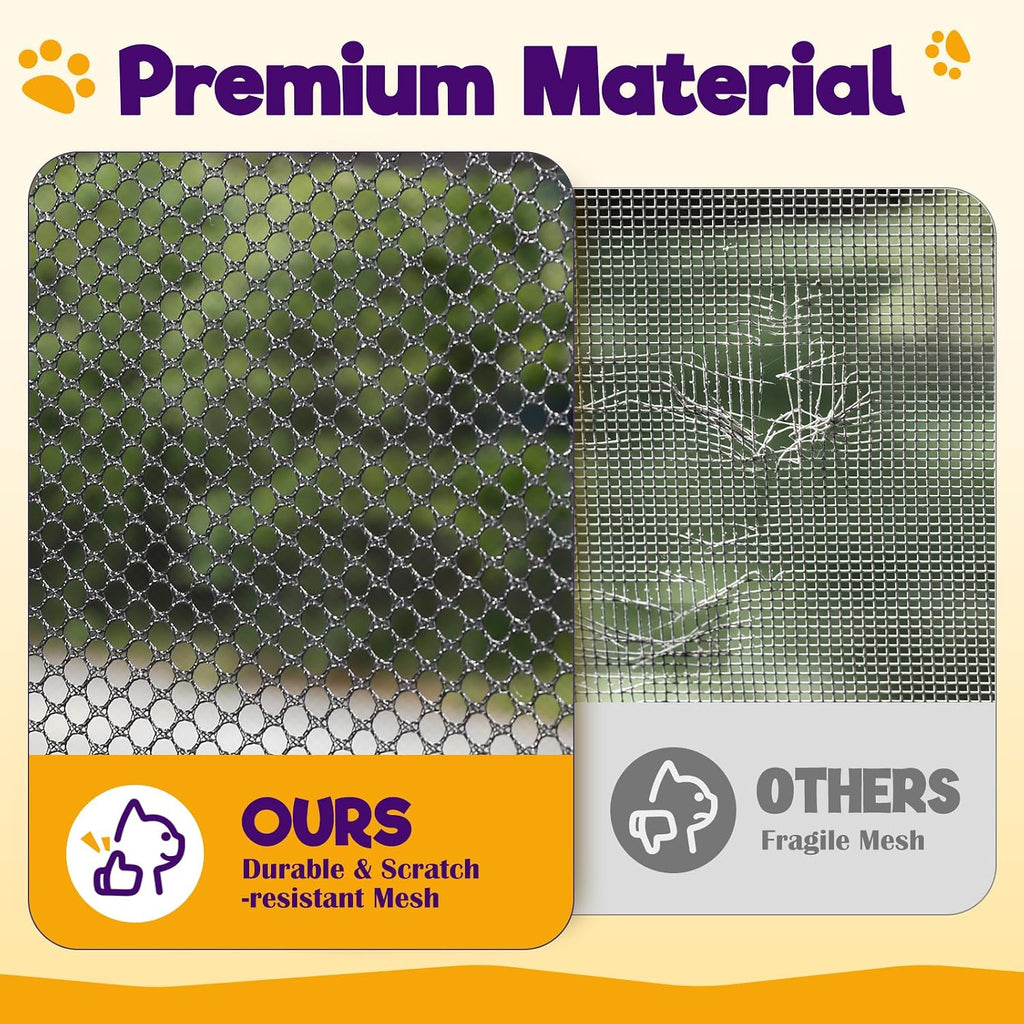 Portable cat playpen pop up mesh tunnel system layout on a backyard lawn.
