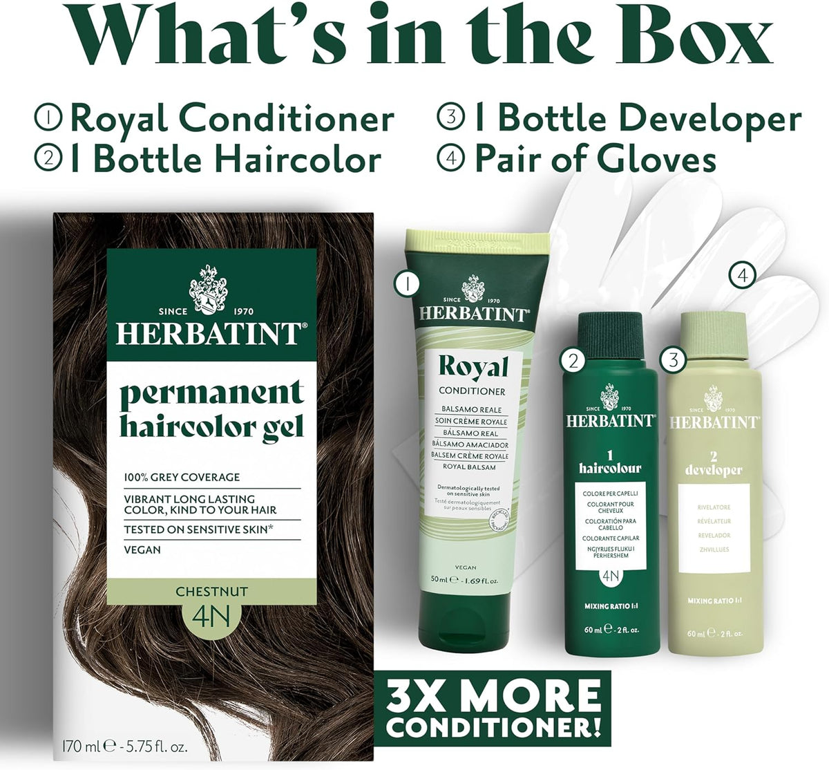 USA imported Herbatint professional home hair coloring kit package instructions