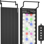 NEOAQLUX Sevenconst 24/7 LED aquarium light front view illuminating a planted freshwater fish tank.