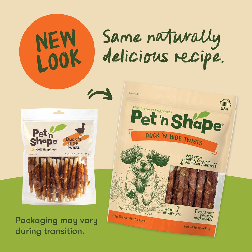 Pet 'n Shape high protein low fat dog treats premium duck flavor.