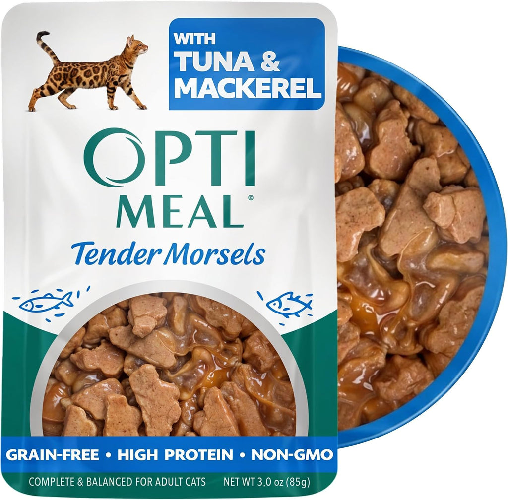 Optimeal Wet Cat Food Variety Pack - Surf & Turf Selection, Grain Free Tender Morsels, High Protein Premium Nutrition Made with Natural European Ingredients, Adult Cat Pouches 3oz (Pack of 12) - Image 9