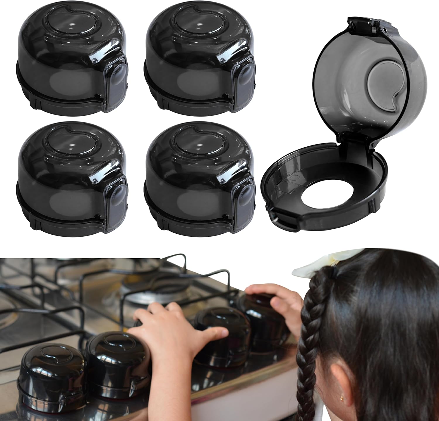 Generic 5 pack stove knob safety covers front view