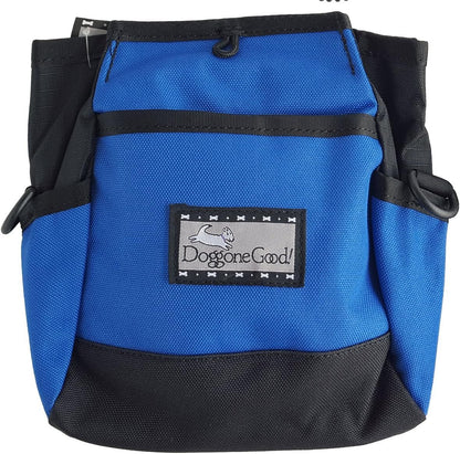 Doggone Good heavy duty training pouch showing the durable belt clip option for waistband wear