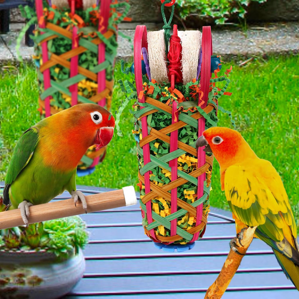 Natural foraging food basket toy for small parrots