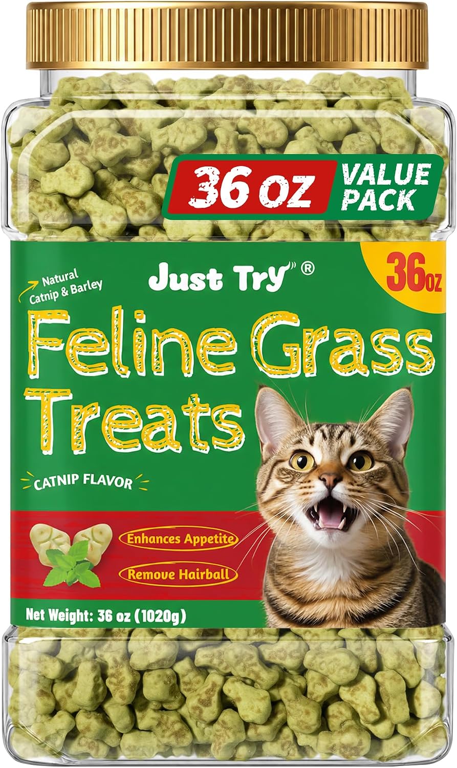 Just Try Cat Grass Treats for Indoor Cats Hairball Control 13.4 OZ - Image 15