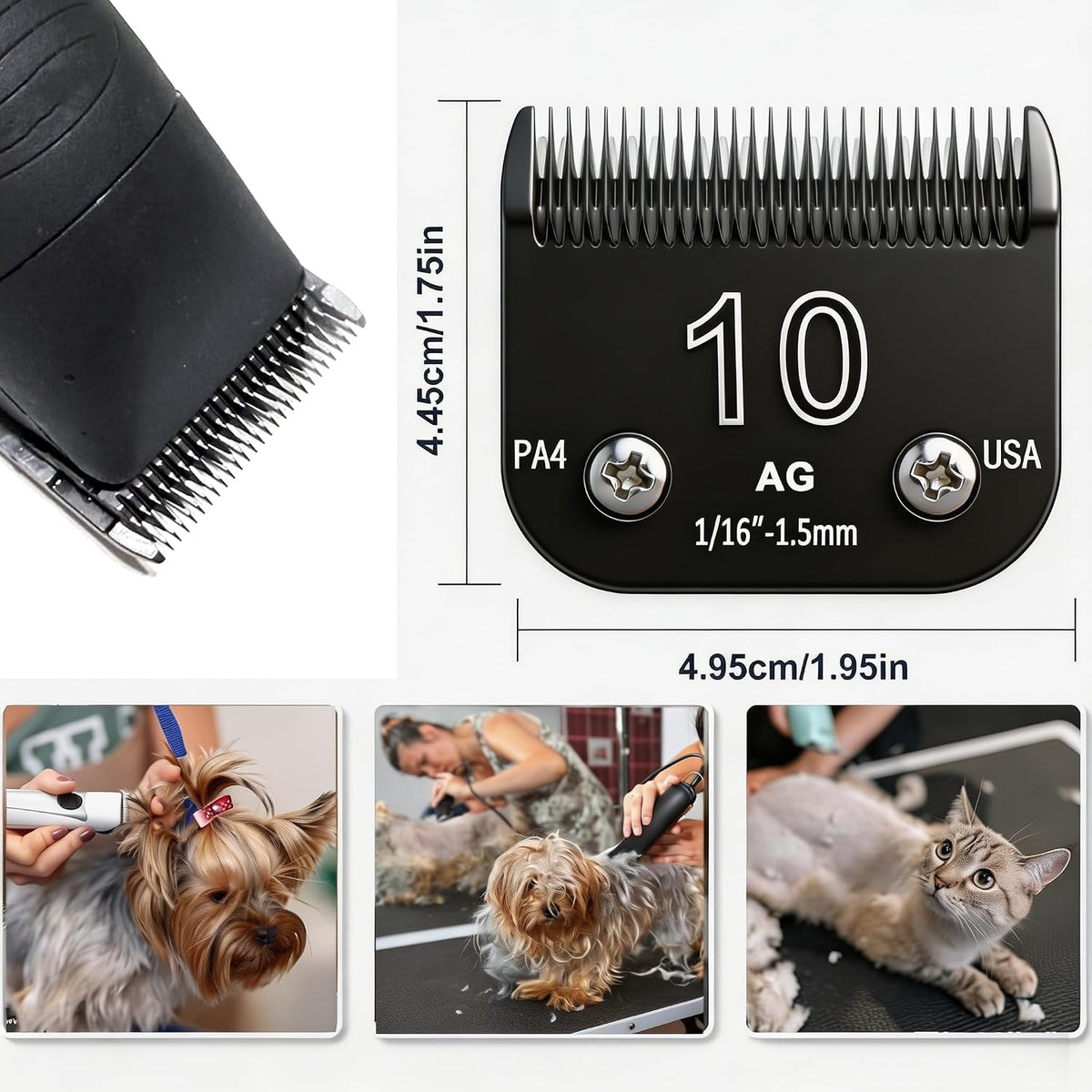 Back view of size 10 detachable dog grooming blade detailing the hinge lock mechanism