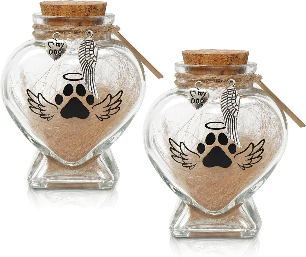 Pet Memorial Gift for Loss of Cat, Heart Shape Glass Jar & Bottle for Fur, Hair, Whiskers or Ashes Keepsake Urn with Cork Top, Charms for Cute Rainbow Bridge Memorial - Image 11