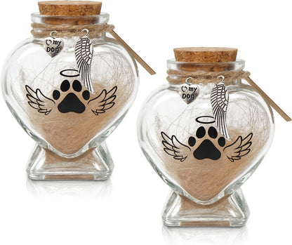 Pet Memorial Gift for Loss of Cat, Heart Shape Glass Jar & Bottle for Fur, Hair, Whiskers or Ashes Keepsake Urn with Cork Top, Charms for Cute Rainbow Bridge Memorial - Image 11