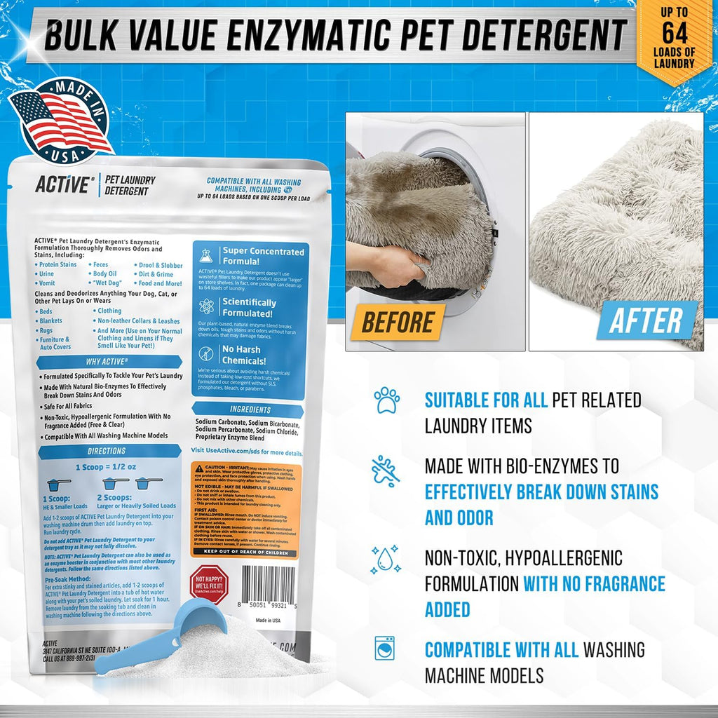 Hypoallergenic unscented pet laundry deodorizer for cat pee and organic stains