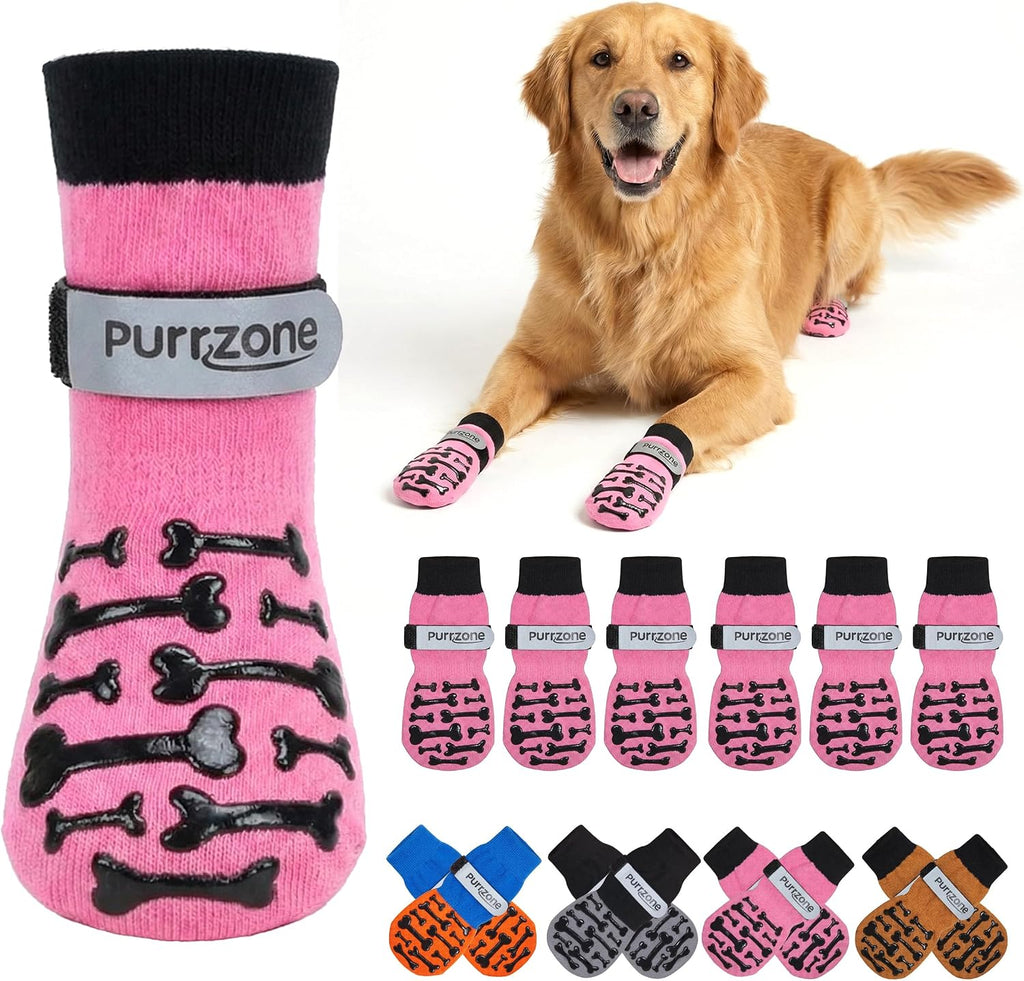 6 Pcs Non-Slip Dog Socks with Paw Grips Indoor, Cute Socks for Hardwood Floors, Winter Snow, Hot Pavement, Paw Protector Socks (Cozy Cloud Blue, Large) - Image 10