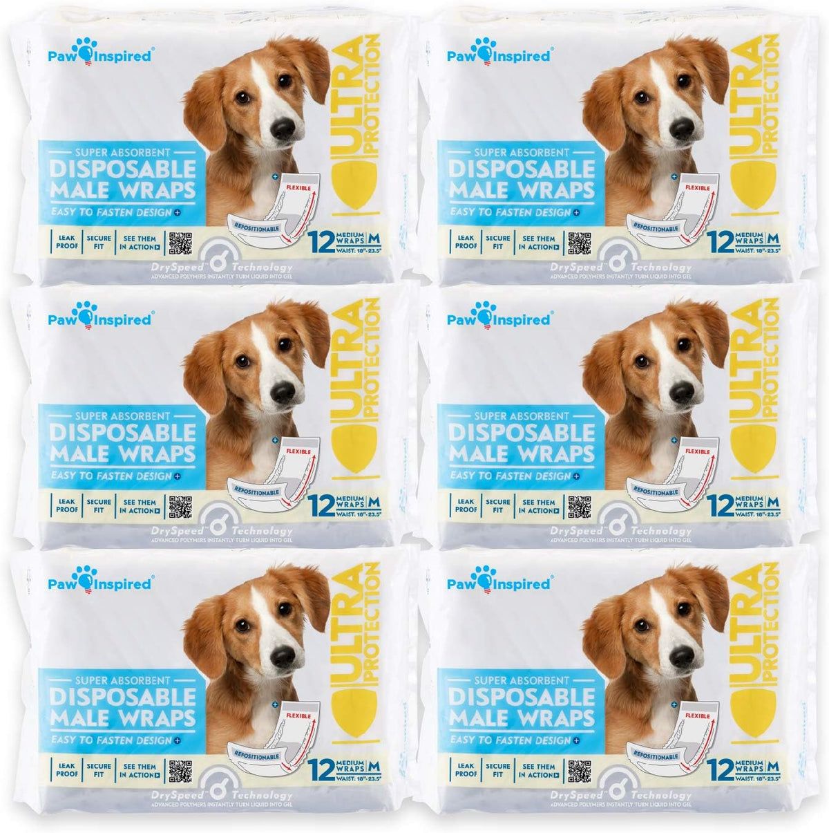 Paw Inspired Disposable Male Dog Wraps, Belly Band for Dogs | Disposable Dog Diapers | Belly Bands for Male Dogs (12 Count, X-Small) - Image 9