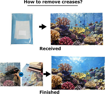 Four different undersea rock and coral designs for aquarium backdrop