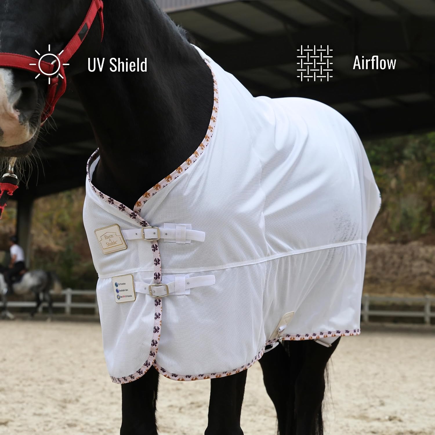Barn And Stable 78 inch horse fly sheet displaying adjustable belly straps