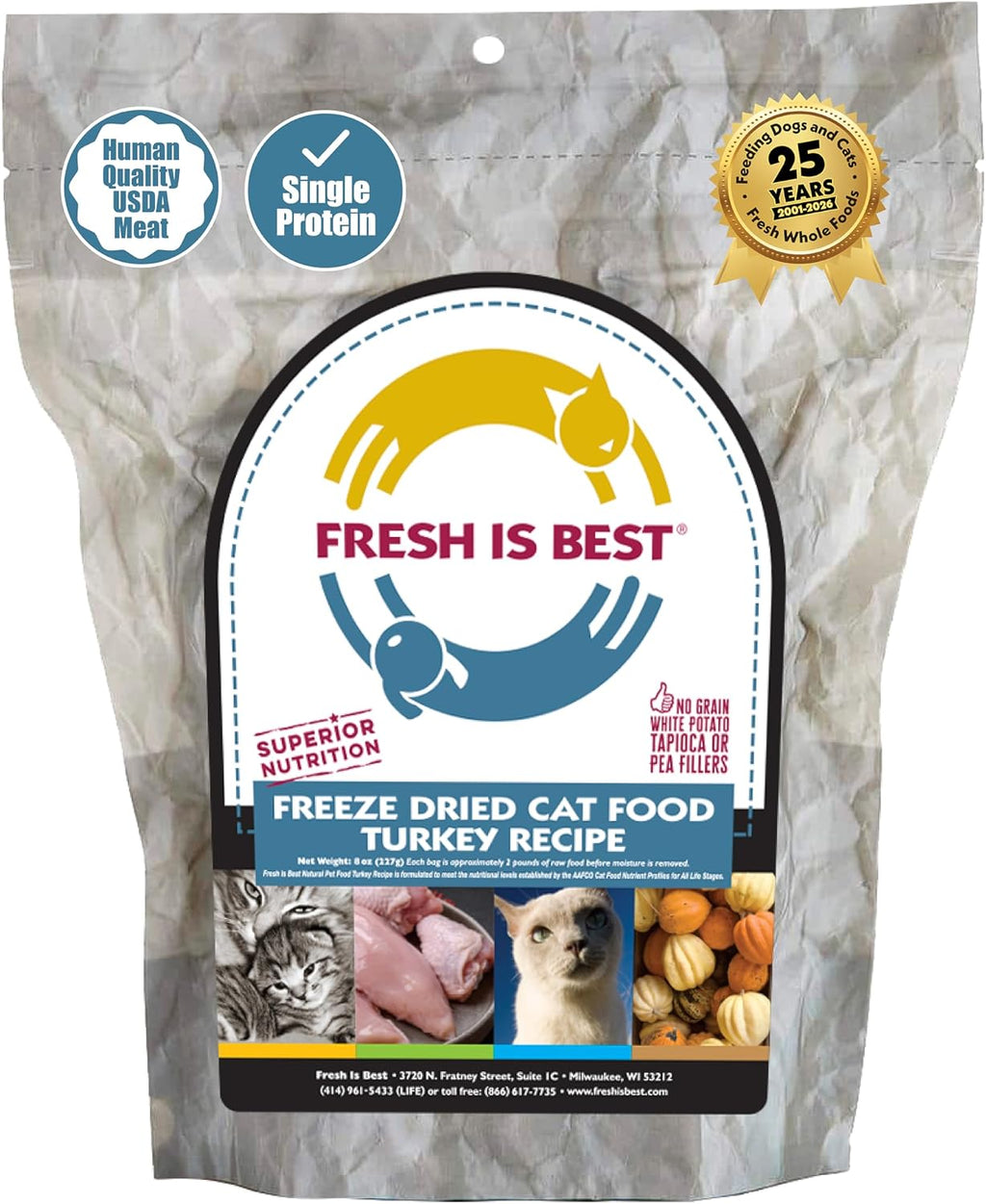 Fresh Is Best Chicken Freeze Dried Cat Food - Raw Cat Food for Kittens & Adult Felines - High-Protein Freeze Dried Raw Chicken in Resealable Zipper Bag - Made in the USA - 8 oz - Image 10