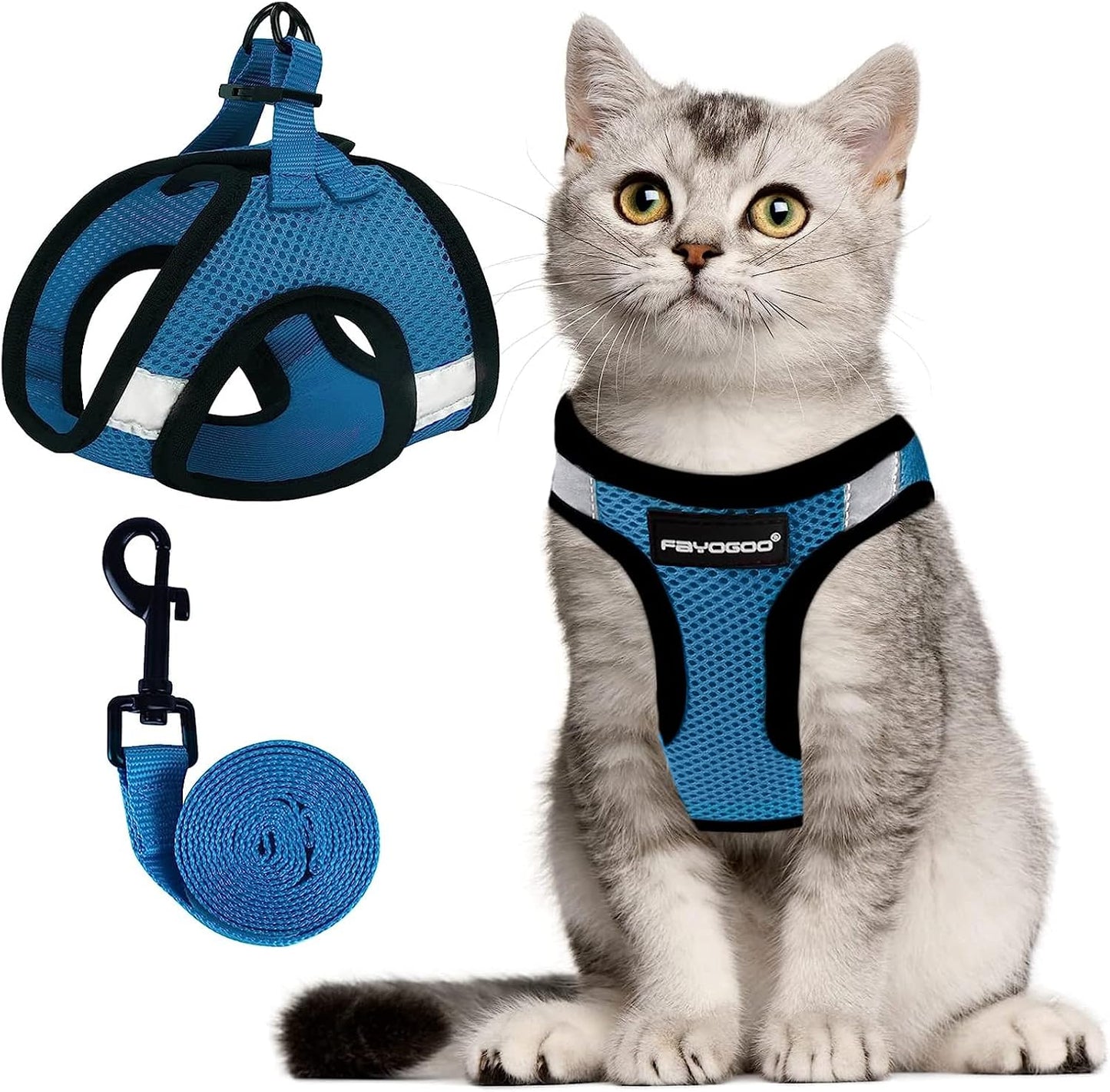 FAYOGOO Escape Proof Cat Harness and Leash Set for Walking, Secure-Fit Step-in Cat Vest Harness, Soft & Lightweight for Kittens and Large Cats - Image 15