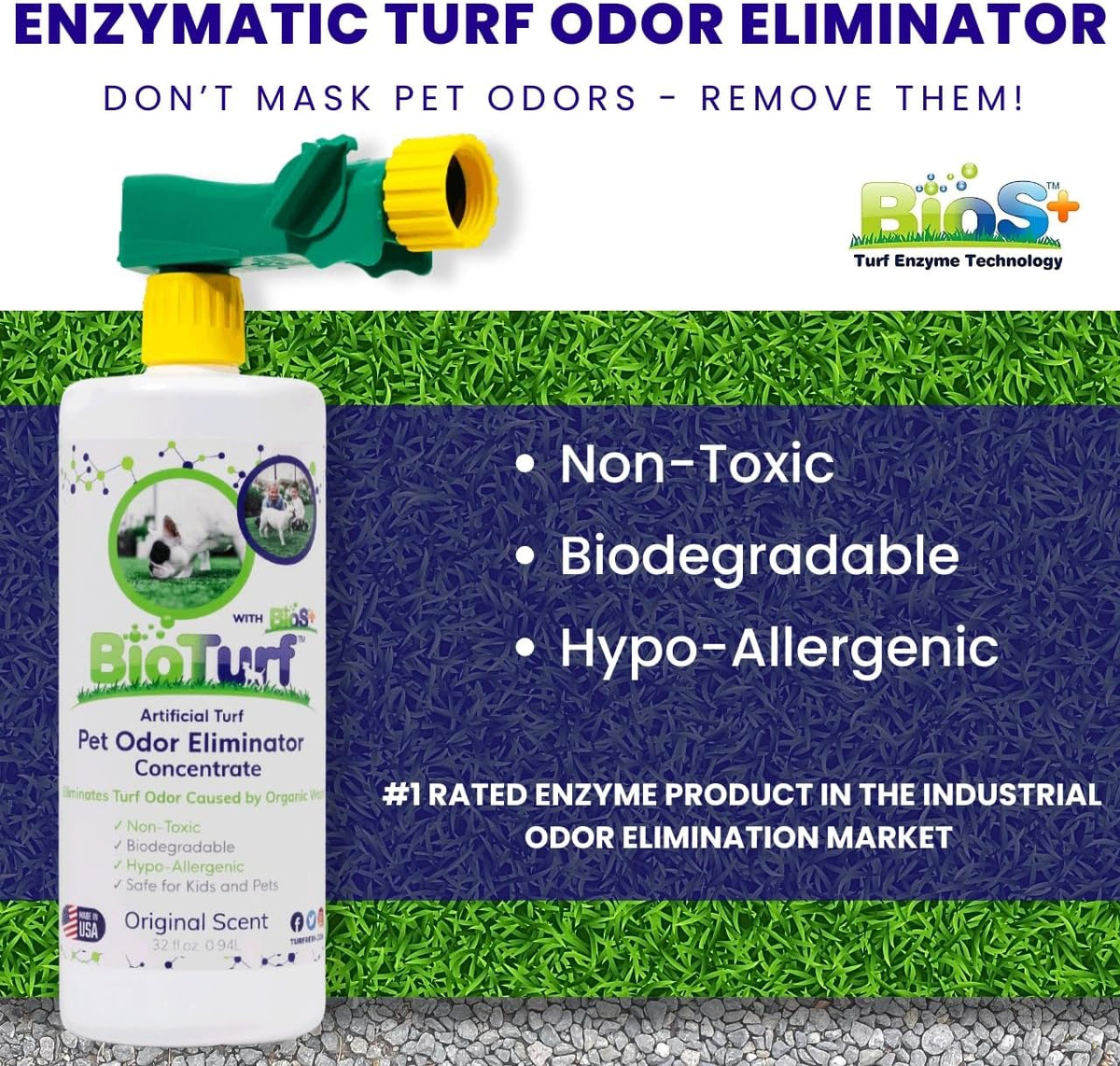 TurFresh artificial grass deodorizer packaging detailing ingredients