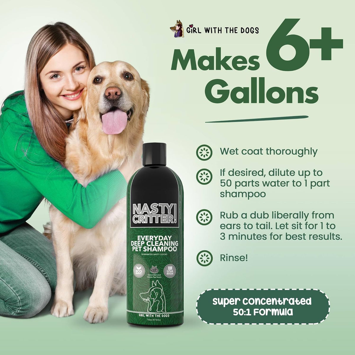 Authentic USA imported Nasty Critter pet shampoo bottle