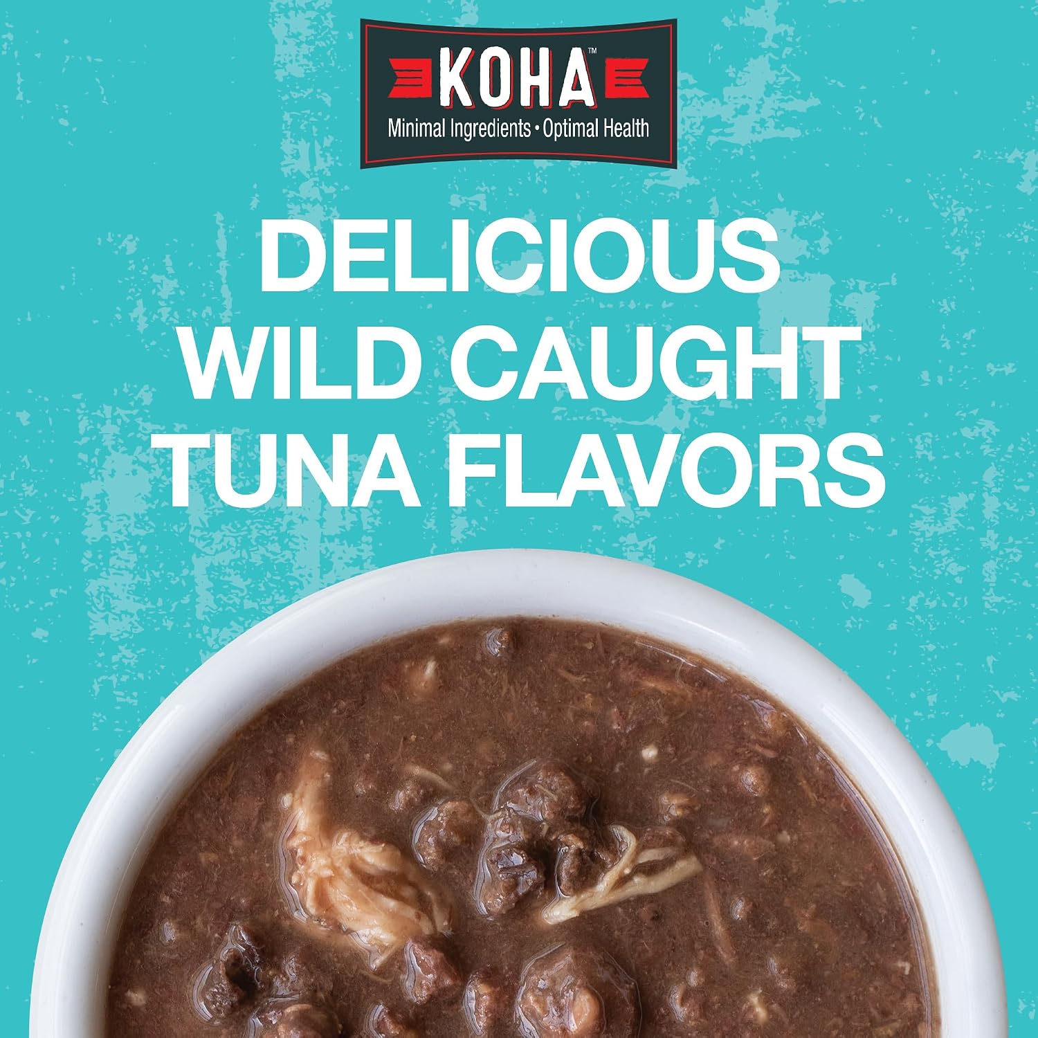 A close up view of the moisture rich texture of tuna and salmon entree wet cat food.