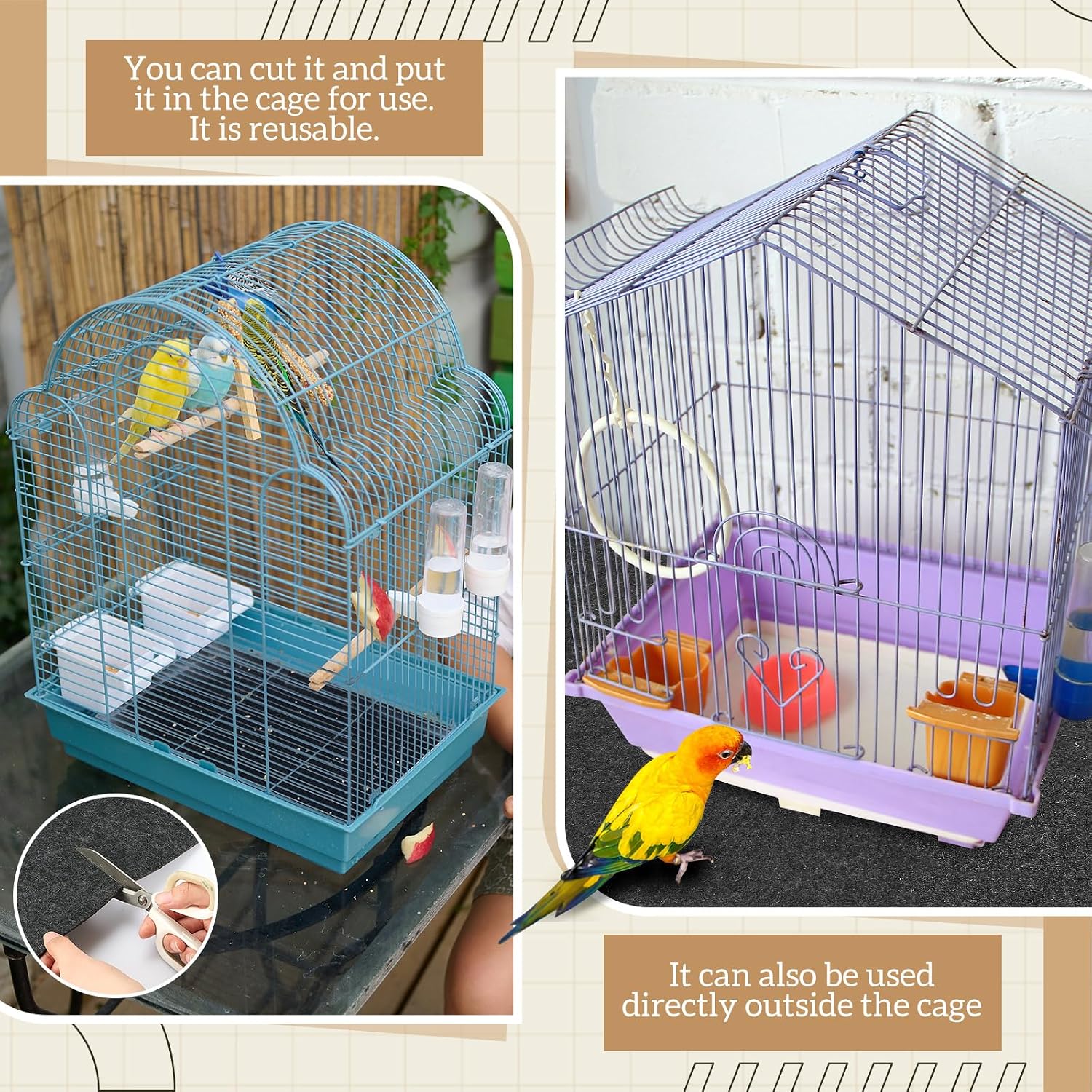 Nuanchu non slip backing birdcage floor mat on hardwood surface