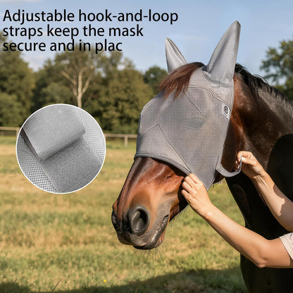 Close up of breathable micromesh material on Raelitego horse mask