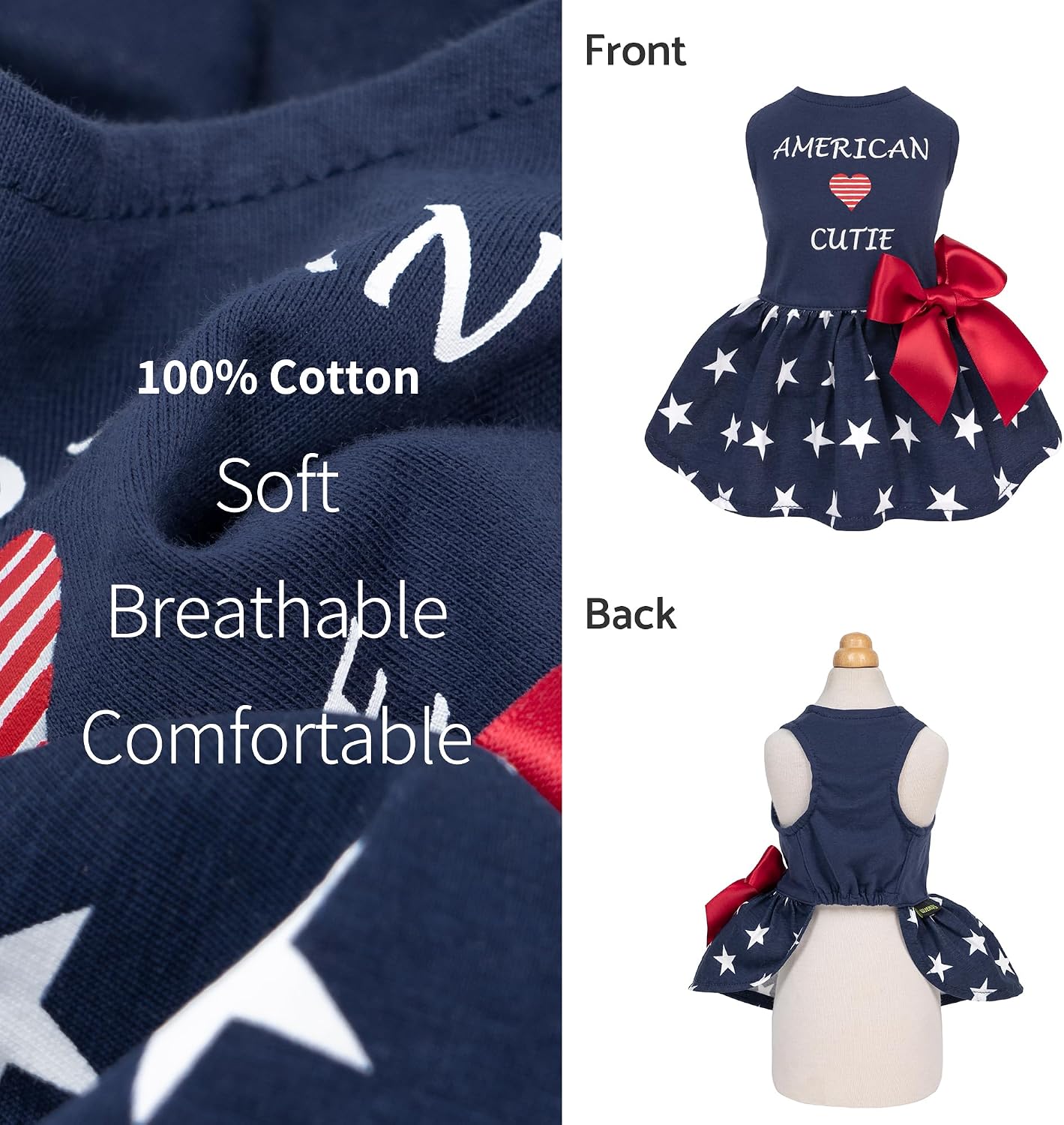 Fitwarm medium size patriotic dog dress on a small dog