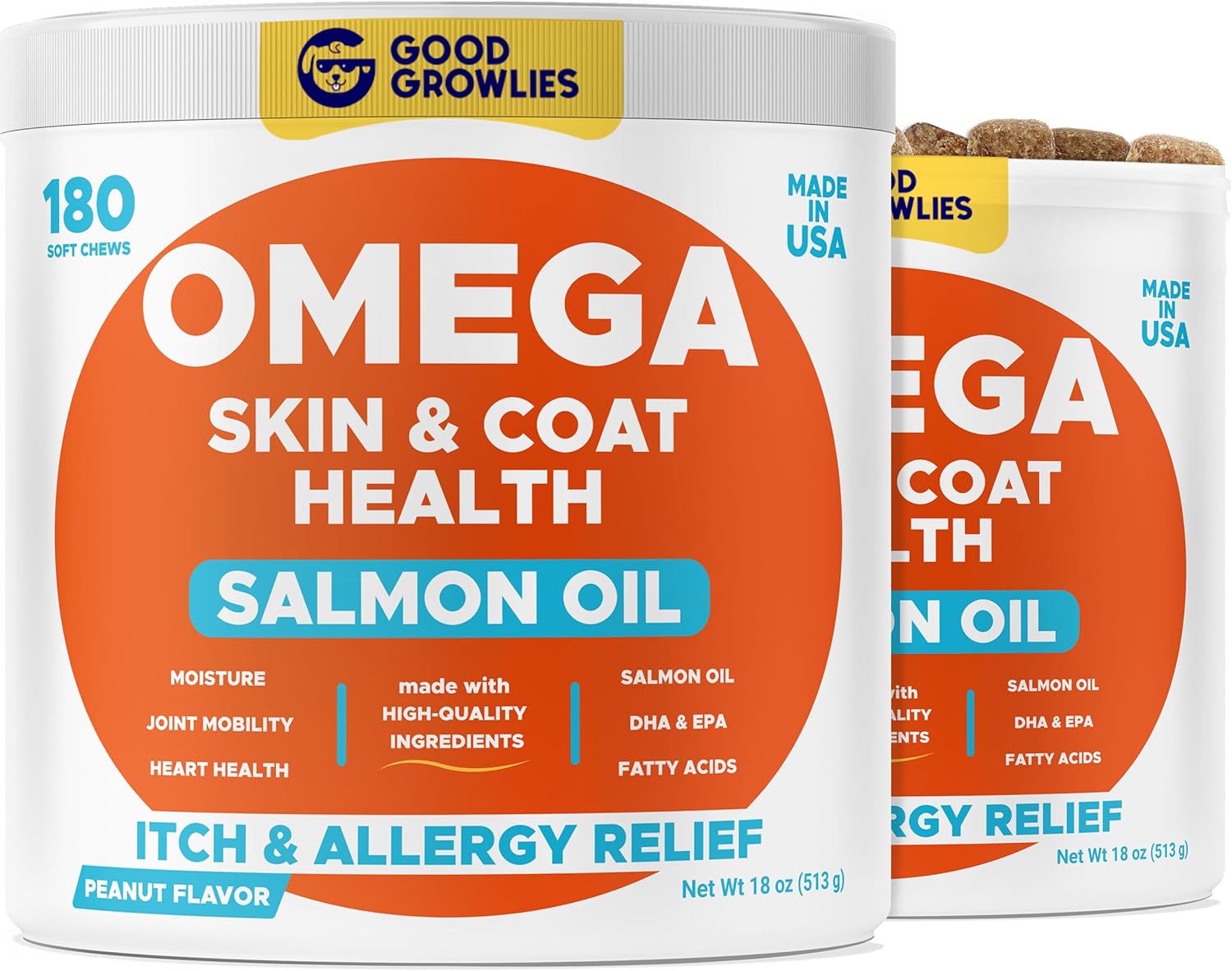 Omega 3 Fish Oil for Dogs (180 Ct) - Skin & Coat Chews - Dry & Itchy Skin Relief + Allergy Support - Shiny Coats - EPA&DHA Fatty Acids - Natural Salmon Oil Chews Promotes Heart, Hip & Joint Support - Image 12