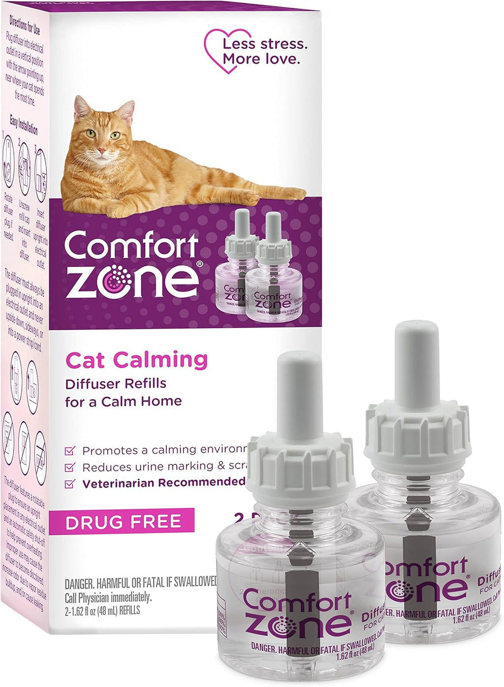 COMFORT ZONE Cat Calming Diffuser Refill, 6 Pack - Cat Calming Pheromone Refills Help Reduce Anxiety, Stress, Scratching, Urine Marking, Aggression, (30-Day Refills, 180-Day Supply) - Image 11
