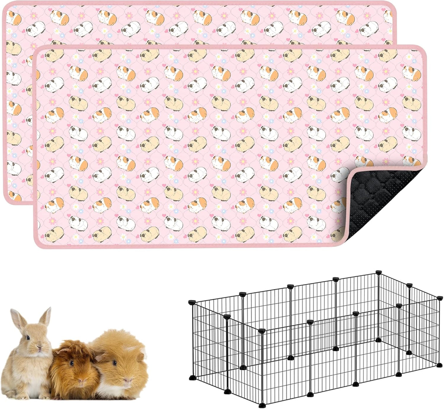 Guinea Pig Cage Liners, 2 Pack 49x24in Washable Guinea Pig Bedding, Waterproof Reusable & Anti Slip, Super Absorbent Guinea Pig Pee Pad for Small Animal, Rabbit, Bunny, Chinchilla, Brown - Image 9