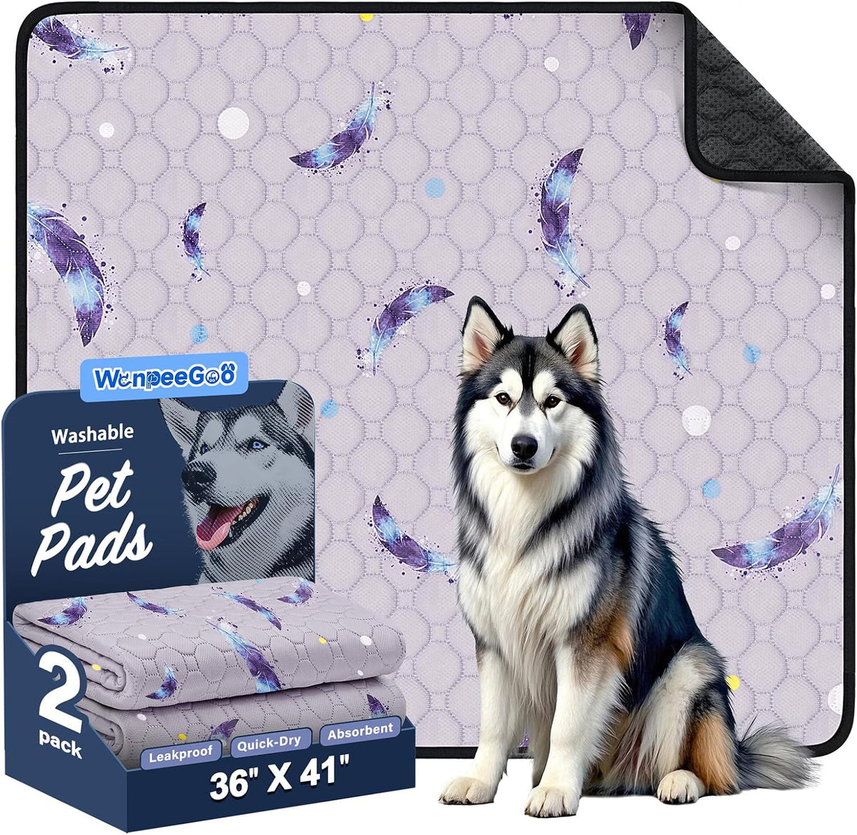 WanpeeGoo washable pee pads 36x41 front view