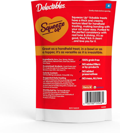 Delectables Squeeze Up grain-free cat treat packaging details