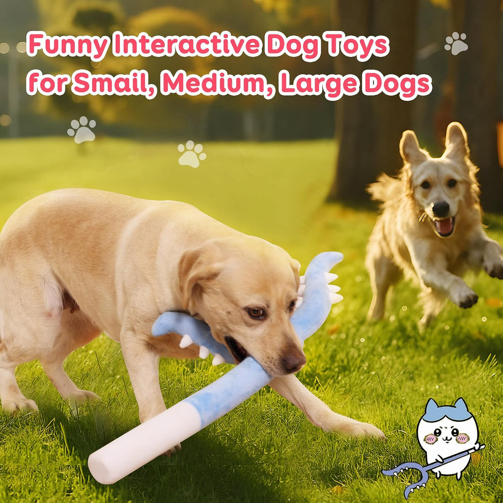 CuddleMallow interactive blue teaser stick being held up to demonstrate the seventy-centimeter length