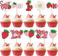 Zhuoweism sweet one strawberry cupcake toppers front view