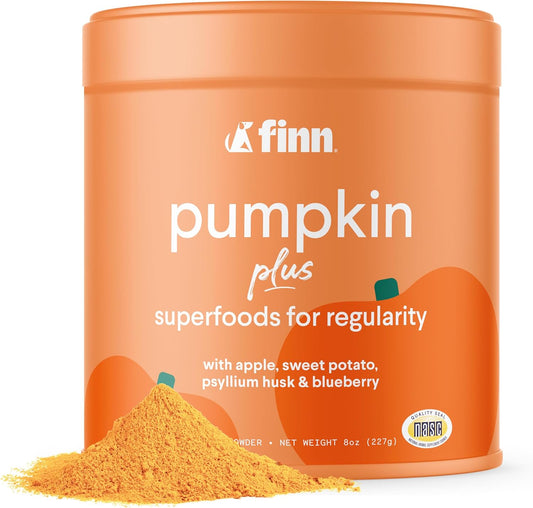 Finn Pumpkin Plus digestive support powder container front view
