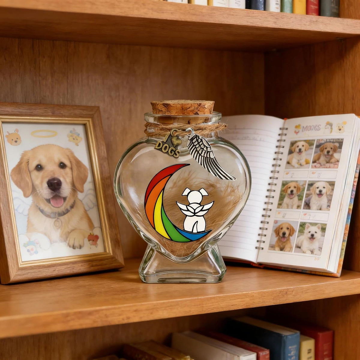 Memorial Bottle for Pet Hair, Rainbow Bridge Dog Memorial Gift, Pet Fur Memorial Fur Keepsake, Heart Shape Glass Keepsake for Dog Cat Hair(Dogs) - Image 8