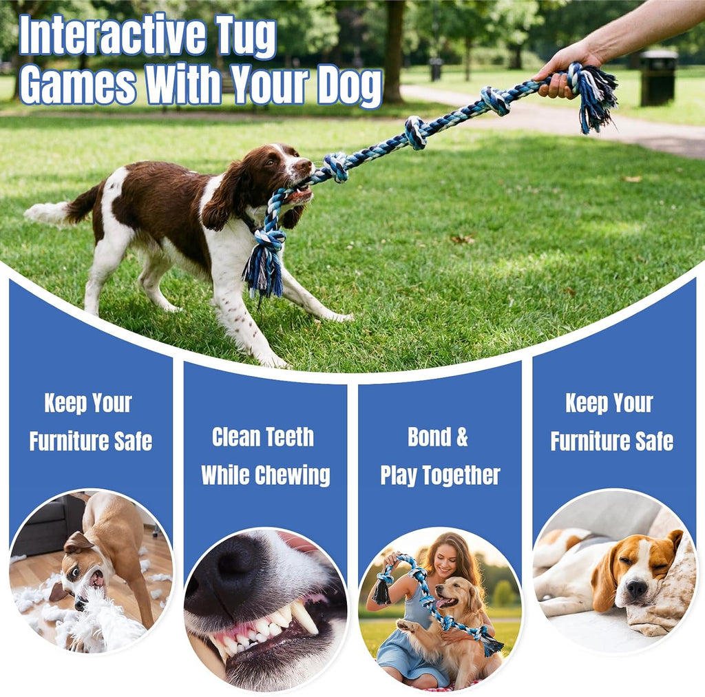 Thick multi knot pet rope designed to help with dog teeth cleaning.