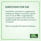 Back of Wild Harvest Fruit Kabobs package with ingredient list and feeding guide.