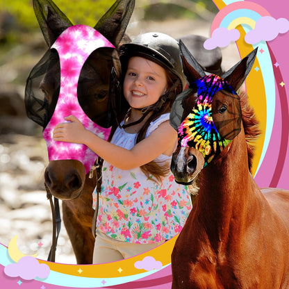 Side profile of horse wearing comfortable breathable fly mask