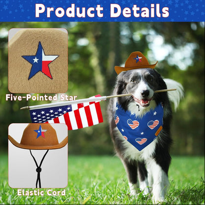 Detailed view of Vehomy dog cowboy hat with pentacle star decor