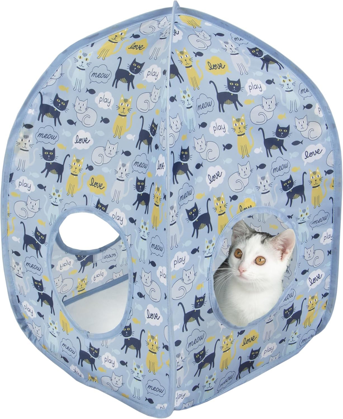 Kitty City Safari Jungle Pop-Up Cat Cube, Collapsible Indoor Cat Hideout & Play Cube with Peekaboo Openings, Easy Storage, 15" x 15" x 15" - Image 15