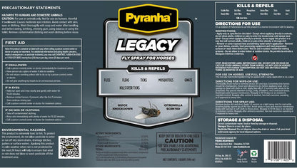 Pyranha Legacy equine water based insect repellent 1 quart