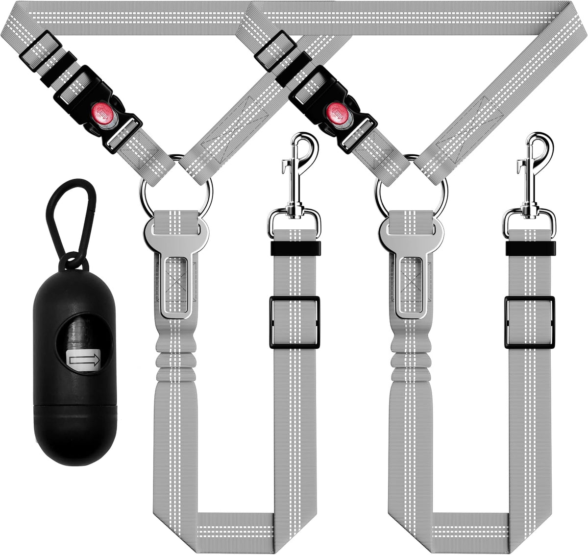 Seyezo Dog Car Seat Belt Set - 3 Piece Retractable Harness, Adjustable Reflective Seatbelt for Vehicle Headrests, Safety Restraint, Heavy Duty & High Elastics, Black - Image 11