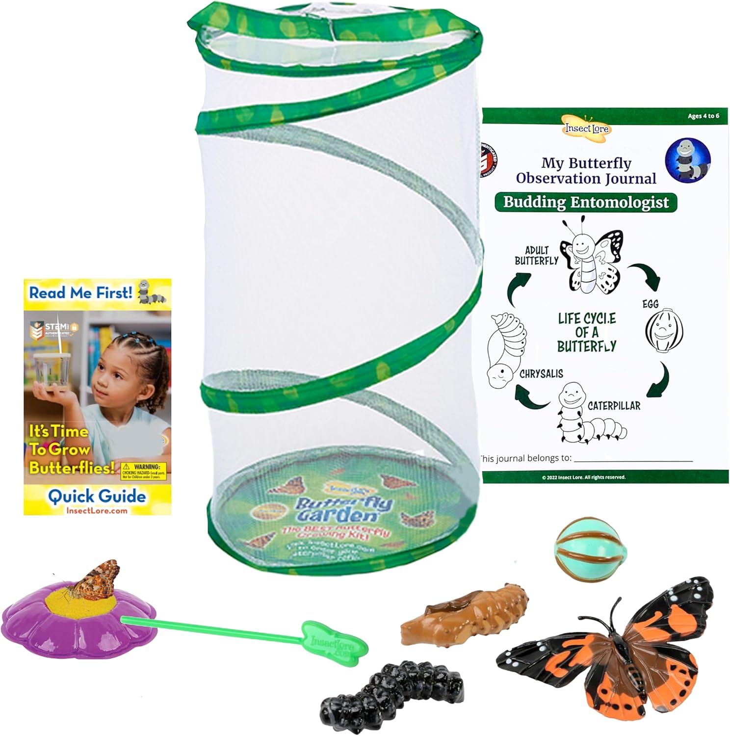 Insect Lore Giant Butterfly Garden front view showing eighteen inch mesh habitat cage